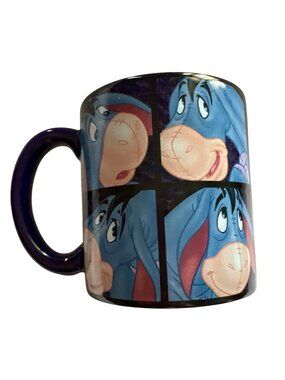 Disney Store Eeyore Many Face Mug Blue Purple Winnie Pooh Cartoon Vintage